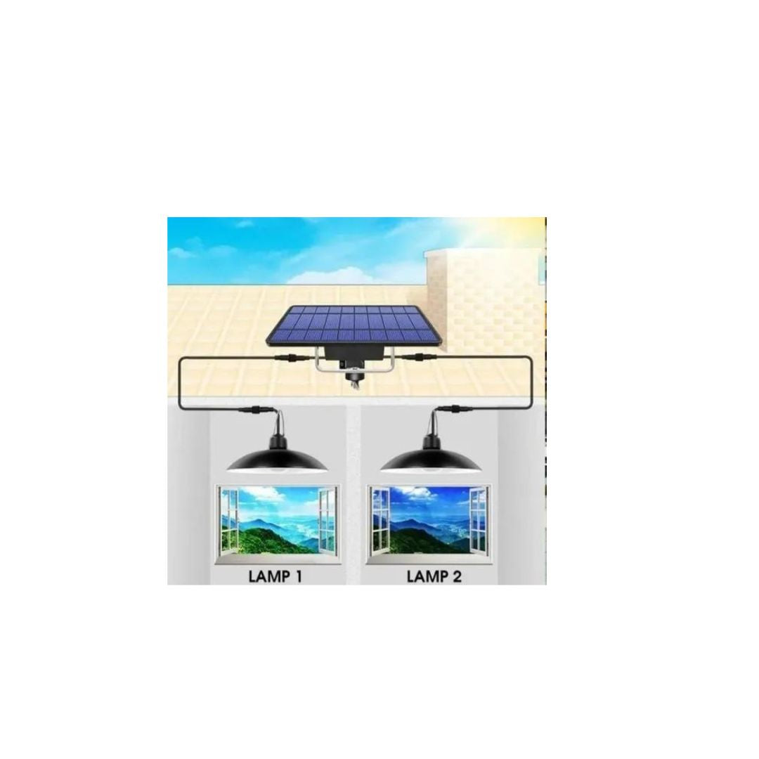 LAMPARA LED SOLAR SET X2 CAMAPANAS C/PANEL